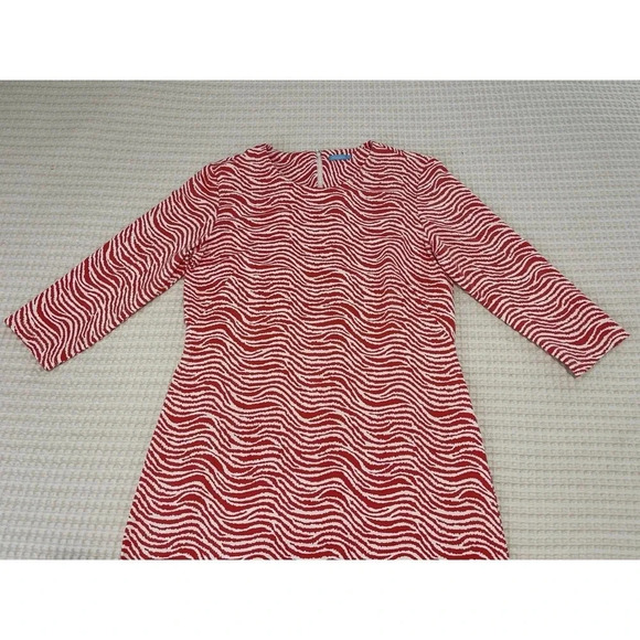 J McLaughlin Sophia Dress Women’s Large Orange Catalina Cloth Sheath Radio Waves - Picture 9 of 15